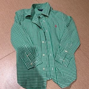 Ralph Lauren boys green check button down size 7